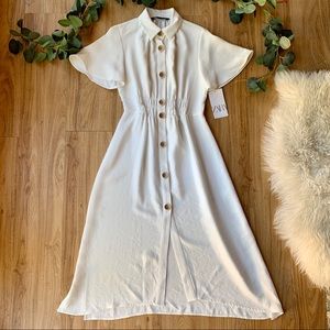 ZARA |Button Up Flutter Sleeve Dress | XS